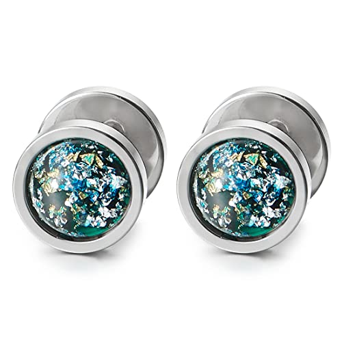 10MM Herren Damen Kuppel Kreis Ohrstecker Ohrringe mit Blau Harz, Fake Plugs Ohr Cheater Tunnel Gauges Edelstahl von COOLSTEELANDBEYOND