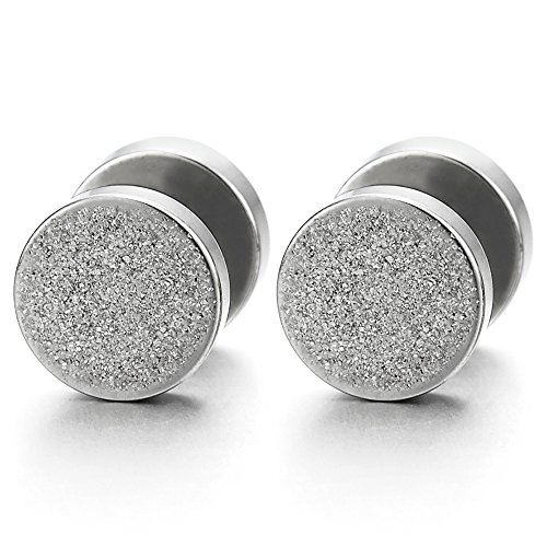10MM Satinierte Kreis Herren Damen Ohrstecker Ohrringe, Fake Plugs Ohr Cheater Tunnel Gauges Ohr-Piercing Edelstahl von COOLSTEELANDBEYOND