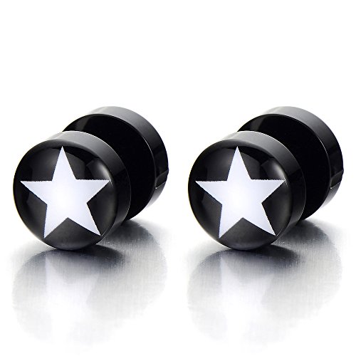 10MM Schwarz Kreis mit Stern Herren Damen Ohrstecker Ohrringe Fakeplugs Fake Ohr-Plug Tunnel Gauges Ohr-Piercing 1 Paar 10MM Schwarz Kreis mit Stern Herren Damen Ohrstecker Ohrringe Fakeplugs Fake Ohr-Plug Tunnel Gauges Ohr-Piercing 1 Paar von COOLSTEELANDBEYOND