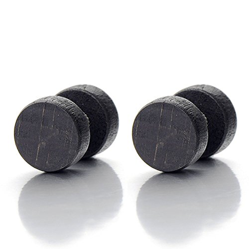 12MM Holz Kreis Herren Damen Ohrstecker Ohrringe Fakeplugs Fake Ohr-Plug Tunnel Gauges Ohr-Piercing. 1 Paar von COOLSTEELANDBEYOND