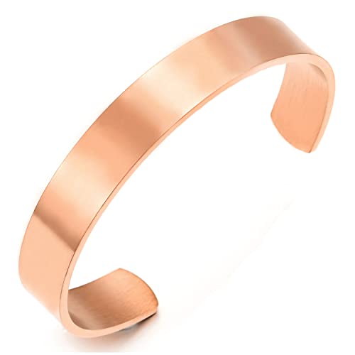 COOLSTEELANDBEYOND 19CM Klassiker Herren Damen Verstellbare Armband Armreif Edelstahl Rose Goldfarben Satinierte von COOLSTEELANDBEYOND