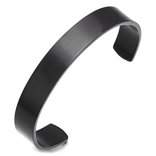 COOLSTEELANDBEYOND 19CM Klassiker Herren Damen Verstellbare Armband Armreif aus Edelstahl Farbe Schwarz Satiniert von COOLSTEELANDBEYOND