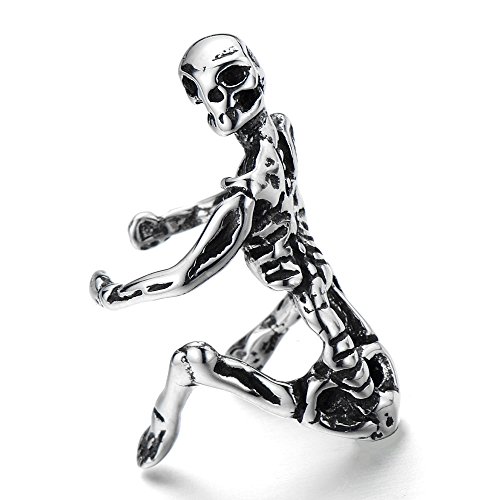 1pc Große Schädel Vintage Ohr Clip-on Creolen für Herren Damen, Edelstahl Ohr Manschette Ohrringe, Fake Piercing von COOLSTEELANDBEYOND