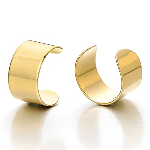 2 Stück Gold Farbe Ohr Clip-on Creolen für Herren Damen, Edelstahl Ohr Manschette Ohrringe, Fake Piercing von COOLSTEELANDBEYOND