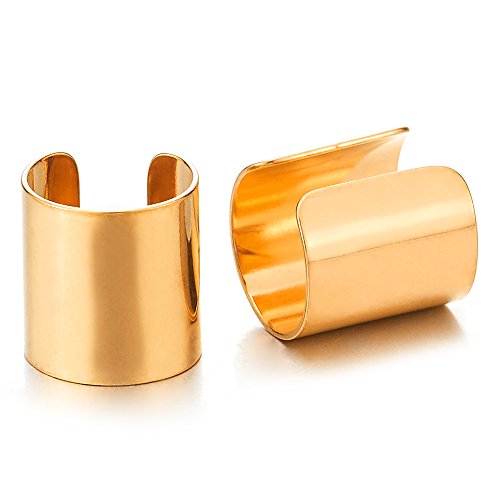 2 Stück Gold Ohr Clip-on Creolen Cuff für Herren Damen, Edelstahl Ohr Manschette Ohrringe, Fake Piercing von COOLSTEELANDBEYOND