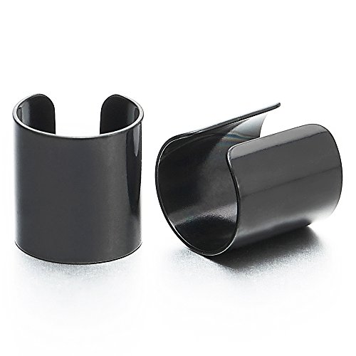 2 Stück Schwarz Ohr Clip-on Creolen Cuff für Herren Damen, Edelstahl Ohr Manschette Ohrringe, Fake Piercing von COOLSTEELANDBEYOND