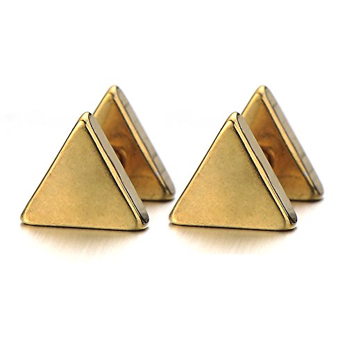 5MM Gold Dreieck Herren Ohrstecker Ohrringe Fakeplugs Fake Ohr-Plug Tunnel Gauges Ohr-Piercing Edelstahl. 1 Paar von COOLSTEELANDBEYOND