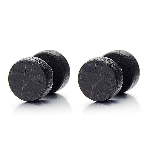 8MM Holz Kreis Herren Damen Ohrstecker Ohrringe Fakeplugs Fake Ohr-Plug Tunnel Gauges Ohr-Piercing. 1 Paar von COOLSTEELANDBEYOND