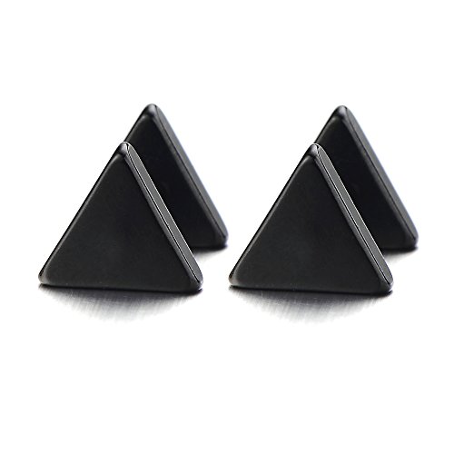 8MM Schwarz Dreieck Herren Ohrstecker Ohrringe Fakeplugs Fake Ohr-Plug Tunnel Gauges Ohr-Piercing Edelstahl. 1 Paar von COOLSTEELANDBEYOND