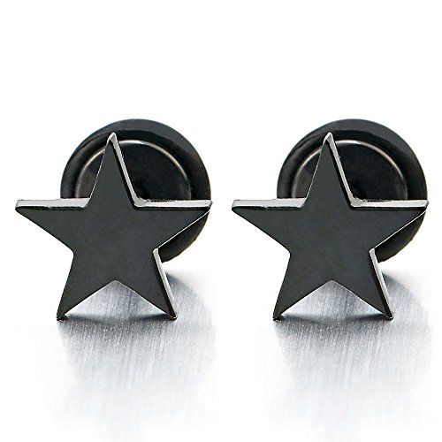 Schwarz Glatte Flach Stern Ohrstecker, Gestüt Ohrringe Herren Damen Jungen, Ohrschmuck, Schraube Wieder, 2 Stück Schwarz Glatte Flach Stern Ohrstecker, Gestüt Ohrringe Herren Damen Jungen, Ohrschmuck, Schraube Wieder, 2 Stück von COOLSTEELANDBEYOND