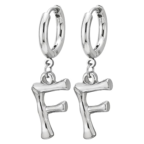 Alphabet Buchstaben F Ohrringe, Edelstahl Kreis Creolen Huggie Ohr Manschette Ohrringe für Herren Damen, 1 Paar Alphabet Buchstaben F Ohrringe, Edelstahl Kreis Creolen Huggie Ohr Manschette Ohrringe für Herren Damen, 1 Paar von COOLSTEELANDBEYOND