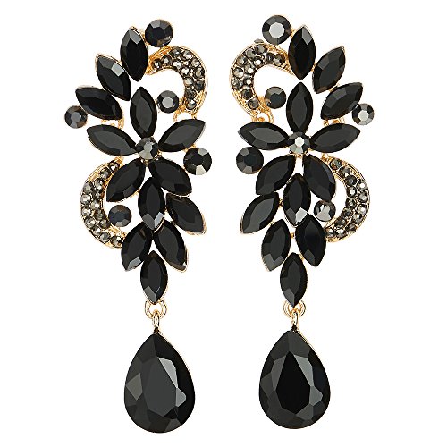 Art Deco Schwarz Strass Kristall Cluster Chandelier Kronleuchter Blumen Träne Lange Baumelnde Statement Ohrringe Art Deco Schwarz Strass Kristall Cluster Chandelier Kronleuchter Blumen Träne Lange Baumelnde Statement Ohrringe von COOLSTEELANDBEYOND