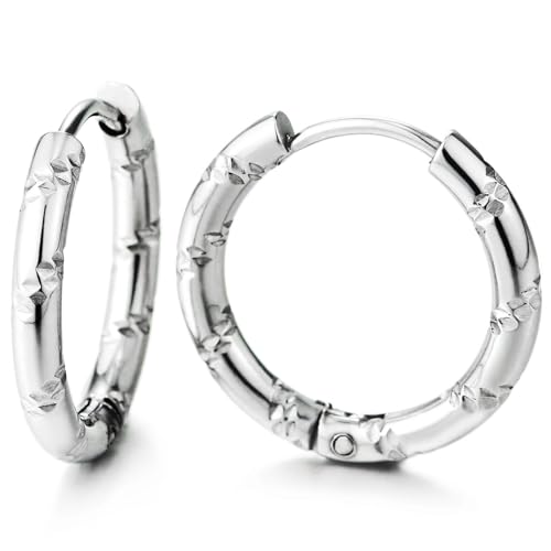 Bambus Creolen für Herren und Damen, Polierter Edelstahl Huggie Ohrringe mit Gravur, Minimalistischer Schmuck Bambus Creolen für Herren und Damen, Polierter Edelstahl Huggie Ohrringe mit Gravur, Minimalistischer Schmuck von COOLSTEELANDBEYOND