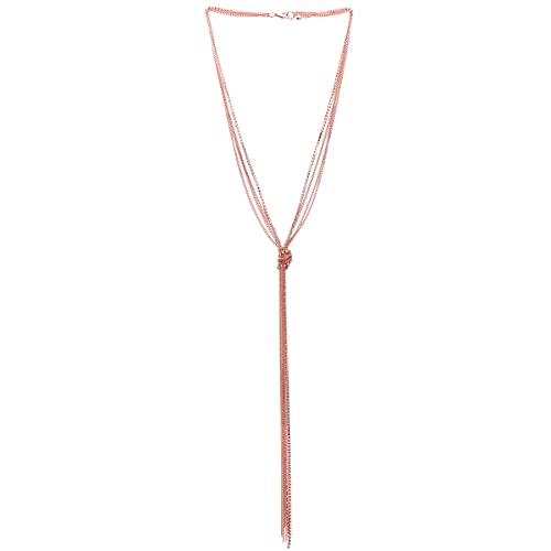 COOLSTEELANDBEYOND Bohe Chic Rotgold Lariat Halskette Statement Franse Quaste Anhänger Strass Multi-Strang Lange Kette Y-Form COOLSTEELANDBEYOND Bohe Chic Rotgold Lariat Halskette Statement Franse Quaste Anhänger Strass Multi-Strang Lange Kette Y-Form von COOLSTEELANDBEYOND