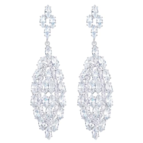 Brillant Strass Kristall Cluster Navette Chandelier Große Baumelnde Statement Ohrringe Ohrschmuck Abschlussball Hochzeit von COOLSTEELANDBEYOND