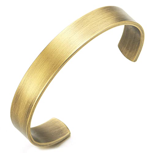 COOLSTEELANDBEYOND 19CM Klassiker Herren Damen Verstellbare Armband Armreif Edelstahl Bronze Farbe Satiniert von COOLSTEELANDBEYOND