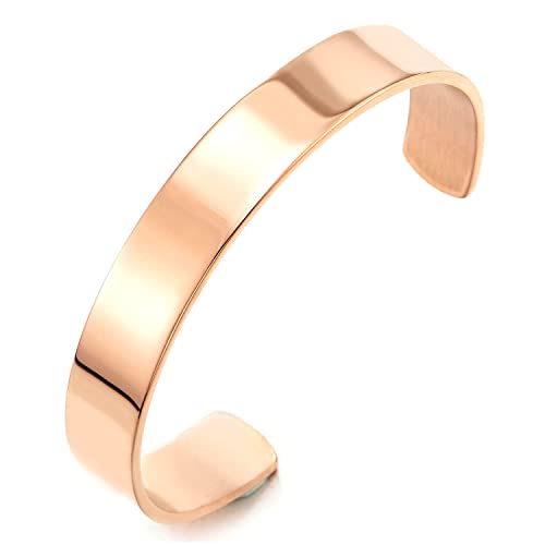 COOLSTEELANDBEYOND 19CM Klassiker Herren Damen Verstellbare Armband Armreif Edelstahl Rose Goldfarben Poliert von COOLSTEELANDBEYOND