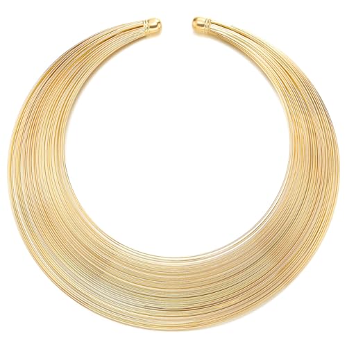 COOLSTEELANDBEYOND Atemberaubend Goldfarben Halsmanschette Metall Halsband Choker, Multi-strang Halsketten Halskette von COOLSTEELANDBEYOND
