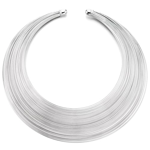 COOLSTEELANDBEYOND Atemberaubend Silber Halsmanschette Metall Halsband Choker, Multi-strang Halsketten Halskette COOLSTEELANDBEYOND Atemberaubend Silber Halsmanschette Metall Halsband Choker, Multi-strang Halsketten Halskette von COOLSTEELANDBEYOND