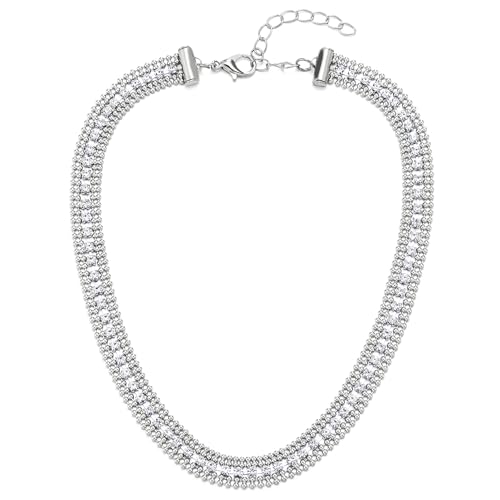 COOLSTEELANDBEYOND Blendend Strass Pflastern Pave Kugelkette Halskette, Damen Statement Halskette, Halsband von COOLSTEELANDBEYOND