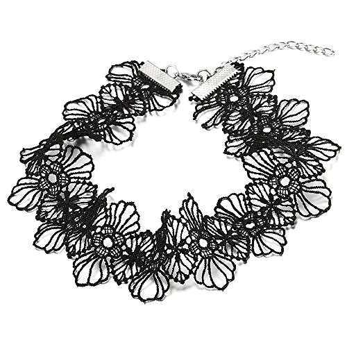 COOLSTEELANDBEYOND Breiten Blumen Choker Halsketten Schwarz Spitze Tattoo Halskette für Damen Mädchen von COOLSTEELANDBEYOND