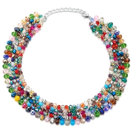 COOLSTEELANDBEYOND Bunter Perlen Cluster Choker, Farbige Kristalle, Statement Halskette Schmuck für Party oder Abschlussball COOLSTEELANDBEYOND Bunter Perlen Cluster Choker, Farbige Kristalle, Statement Halskette Schmuck für Party oder Abschlussball von COOLSTEELANDBEYOND