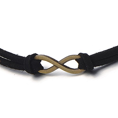 COOLSTEELANDBEYOND Choker Halsketten Schwarz Halskette für Damen mit Klein Infinity Unendlich Liebe Charm Anhänger von COOLSTEELANDBEYOND