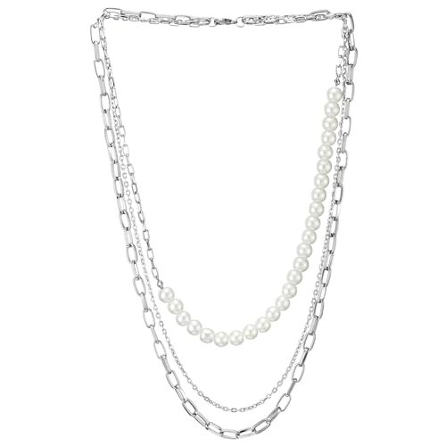 Cool Geschichtet Statement Halskette, Wulst Kette Ovalen Gliederkette Drei Stränge, Wasserfall Halskette von COOLSTEELANDBEYOND