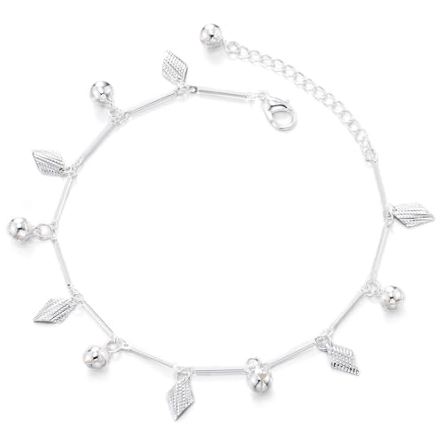 COOLSTEELANDBEYOND Damen Blatt und Perlen Anhänger Fußkettchen Klingelnde Glöckchen Zarte Verstellbare Boho Kette Fußkettchen von COOLSTEELANDBEYOND