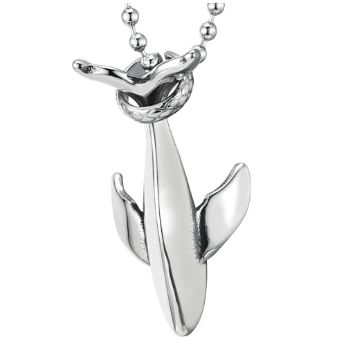 COOLSTEELANDBEYOND Damen Edelstahl Delfine Wal Anhänger Halskette, 60cm Kugelkette, Tierliebhaber COOLSTEELANDBEYOND Damen Edelstahl Delfine Wal Anhänger Halskette, 60cm Kugelkette, Tierliebhaber von COOLSTEELANDBEYOND