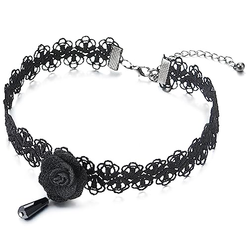 COOLSTEELANDBEYOND Damen Viktorianisch Nostalgisch Schwarz Spitze Choker Halskette mit Rose Blumen und Baumelnde Wulst Charm Anhänger COOLSTEELANDBEYOND Damen Viktorianisch Nostalgisch Schwarz Spitze Choker Halskette mit Rose Blumen und Baumelnde Wulst Charm Anhänger von COOLSTEELANDBEYOND