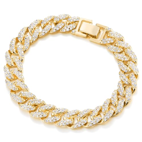 COOLSTEELANDBEYOND Damenarmband mit Cuban-Gliederkette und Strass, Goldfarbenes Hip-Hop Schmuckstück, Auffälliges Bling-Kettengeschenk COOLSTEELANDBEYOND Damenarmband mit Cuban-Gliederkette und Strass, Goldfarbenes Hip-Hop Schmuckstück, Auffälliges Bling-Kettengeschenk von COOLSTEELANDBEYOND