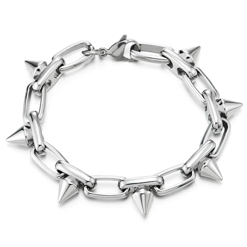 COOLSTEELANDBEYOND Edelstahl Spike Gliederkette Armband für Herren Damen, Einzigartiger Stil von COOLSTEELANDBEYOND