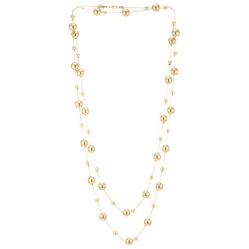 COOLSTEELANDBEYOND Extra Lange Champagner Perle Wulst Halskette, Gold Kette Geschichtet Statement Halskette, Elegante Abendkleid Partei von COOLSTEELANDBEYOND