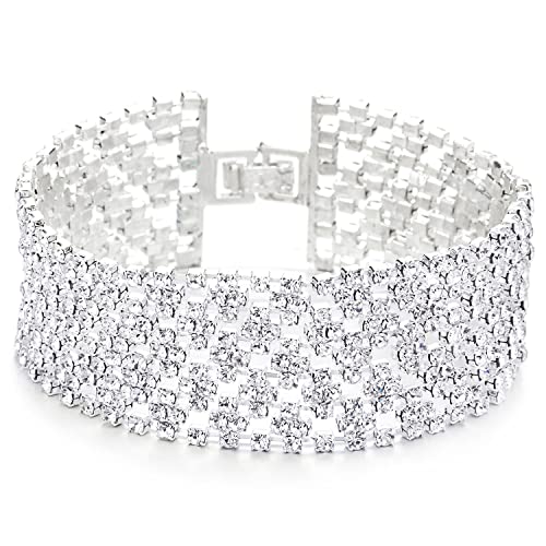 COOLSTEELANDBEYOND Funkelnden Blumen Gewebt Strass Pflastern Pave Cluster Breiten Armreif Armband von COOLSTEELANDBEYOND
