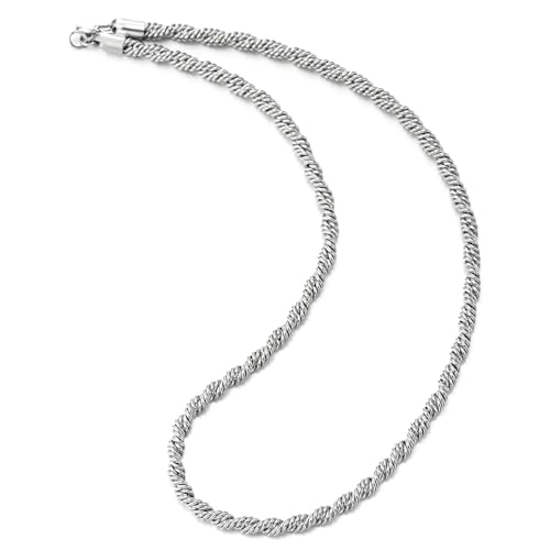 COOLSTEELANDBEYOND Gedrehte Seilkette für Herren, Edelstahl-Kette Halskette mit Karabinerverschluss, Hip-Hop-Biker-Stil von COOLSTEELANDBEYOND
