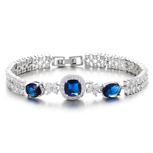COOLSTEELANDBEYOND Glamouröse Kristall Armband Blau Saphir Zirkonia, Elegante Braut Statement Schmuck Geburtsstein COOLSTEELANDBEYOND Glamouröse Kristall Armband Blau Saphir Zirkonia, Elegante Braut Statement Schmuck Geburtsstein von COOLSTEELANDBEYOND