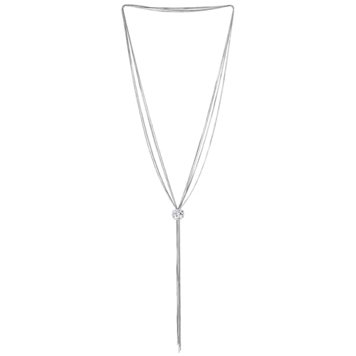 COOLSTEELANDBEYOND Glamouröse Lariat Halskette Quaste, Wulst mit Strass, Multi-Strang Lange Kette Y-Form von COOLSTEELANDBEYOND