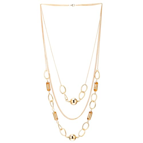 Gold Kette Halskette, Drei Stränge Statement Halskette mit Kristall und Perlen, Wasserfall Geschichtet Gold Kette Halskette, Drei Stränge Statement Halskette mit Kristall und Perlen, Wasserfall Geschichtet von COOLSTEELANDBEYOND