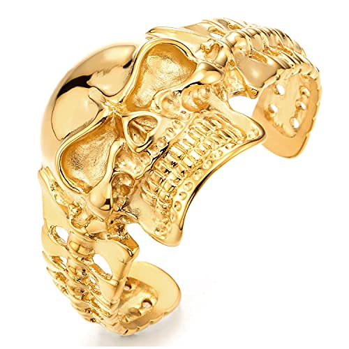 COOLSTEELANDBEYOND Große Herren Goldfarben Schädel-Armband Armreif Edelstahl-Armband Silber Schwarz Zwei Töne Poliert COOLSTEELANDBEYOND Große Herren Goldfarben Schädel-Armband Armreif Edelstahl-Armband Silber Schwarz Zwei Töne Poliert von COOLSTEELANDBEYOND