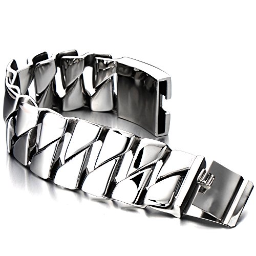 COOLSTEELANDBEYOND Große Schwere Gliederarmband Herren-Armband aus Edelstahl Farbe Silber Hochglanz Poliert von COOLSTEELANDBEYOND