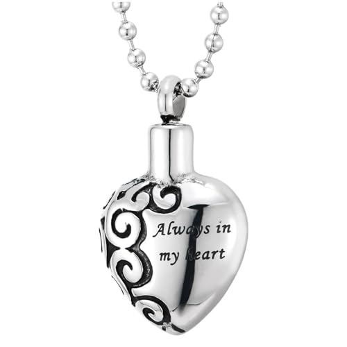 COOLSTEELANDBEYOND Halskette Gedenk-Herz-Kette für Damen, Edelstahl-Gedenkanhänger mit Always in My Heart-Gravur COOLSTEELANDBEYOND Halskette Gedenk-Herz-Kette für Damen, Edelstahl-Gedenkanhänger mit Always in My Heart-Gravur von COOLSTEELANDBEYOND