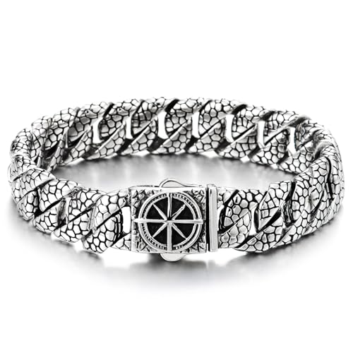 COOLSTEELANDBEYOND Herren Armband Edelstahl Wikingerkompass Norisches Muster Amulett Nordic Biker Schmuck von COOLSTEELANDBEYOND