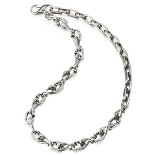 COOLSTEELANDBEYOND Herren Damen Edelstahl Halskette Besondere Gliederkette, 54CM Lang, Punk Rock von COOLSTEELANDBEYOND