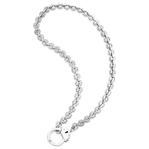 COOLSTEELANDBEYOND Herren Damen Gliederkette Handschellen Halskette Silber Farbe, 55CM Lange, Punk Rock Hip Hop von COOLSTEELANDBEYOND