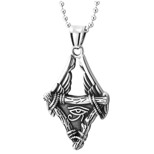 COOLSTEELANDBEYOND Herren-Edelstahl-Baphomet-Anhänger Halskette mit Auge-des-Horus-Symbol, Okkultes Ziegenkopf-Design von COOLSTEELANDBEYOND