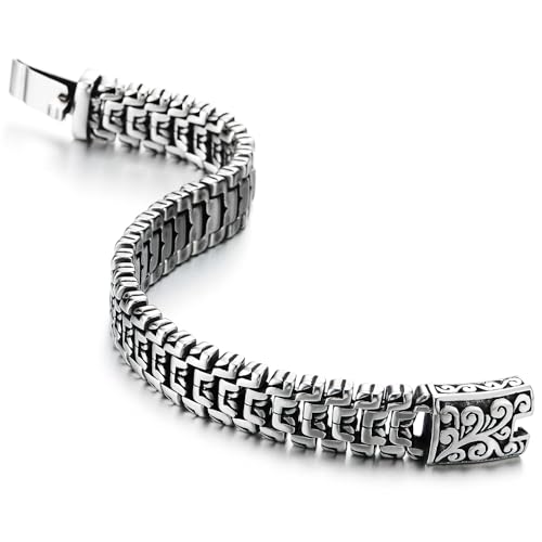 COOLSTEELANDBEYOND Herren Mechaniker Gliederkette Armband, Filigran Federringverschluss Edelstahl, Originelles von COOLSTEELANDBEYOND