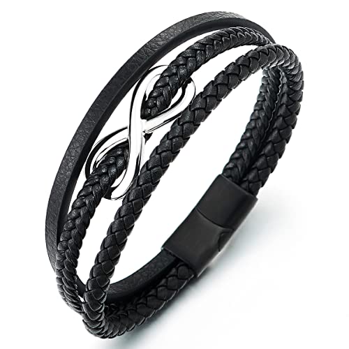 COOLSTEELANDBEYOND Infinity Liebe Unendlich Number 8 Verflochtenen DREI Stränge Schwarz Geflochtene Leder Armband für Herren Damen COOLSTEELANDBEYOND Infinity Liebe Unendlich Number 8 Verflochtenen DREI Stränge Schwarz Geflochtene Leder Armband für Herren Damen von COOLSTEELANDBEYOND