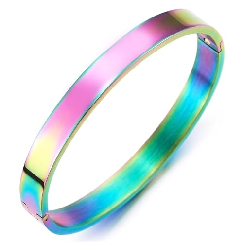 COOLSTEELANDBEYOND Klassiker Herren Damen Armband Armreif aus Edelstahl Farbe Regenbogen Satiniert von COOLSTEELANDBEYOND