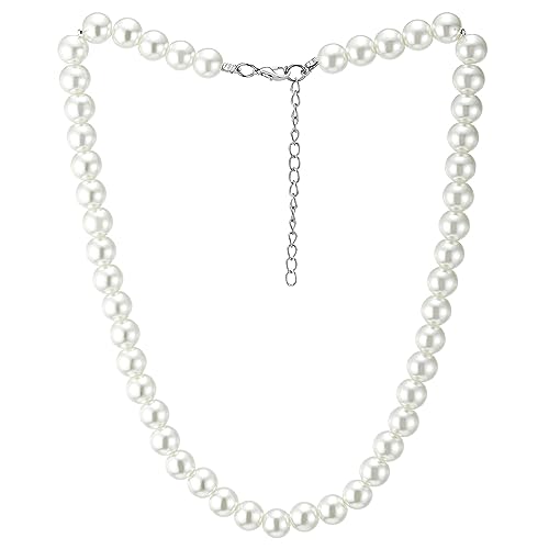COOLSTEELANDBEYOND Klassischer Weiß Perle Halsband Halskette Statement Halskette Perlen Kette, Abendkleid Hochzeit Bankette von COOLSTEELANDBEYOND